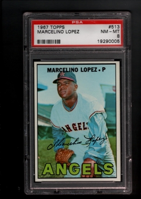 1967 Topps #513 Marcelino Lopez PSA 8 NM-MT CALIFORNIA ANGELS